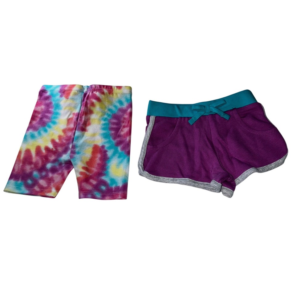 Garanimals Toddler Girls Shorts Set 2T Purple Tie Dye Biker Shorts 2 Pack